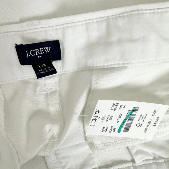 J.Crew 9" Frankie Bermuda Chino Short Cotton Mid Rise White Classic US 14 NWT - Picture 7 of 10